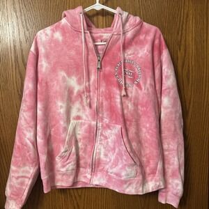 Sturgis 2014 Pink Tie Dye‎ Zip Up Hooded Sweatshirt Women's L